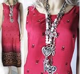Womens Grey and Burnt Orange Calf length Dress