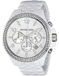 Womens White Plastic Link Bracelet Quartz Chronograph White Dial
