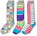 Jefferies Socks Girls' Neon Stripes/Wavy/Dots Knee High Socks 3 Pair Pack