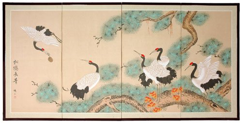 Asian Art & Décor – 36″ x 72″ Homeward Bound Hand painted Chinese Silk Wall Screen
