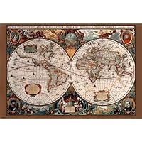 17th Century World Map (Antique) Art Poster Print