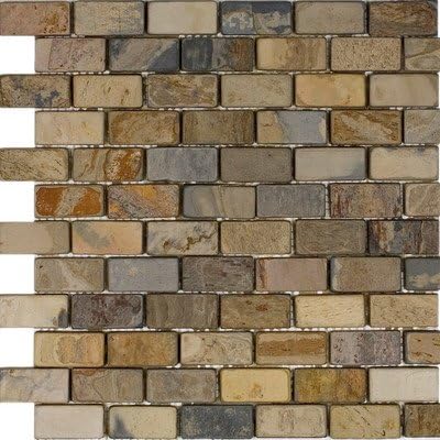 2" x 1" Slate Tumbled Mosaic in Fall