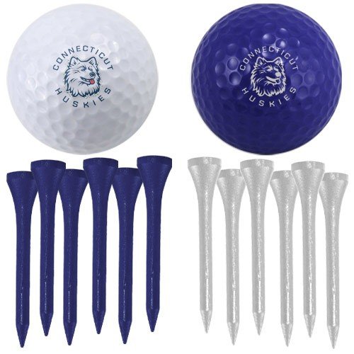 Connecticut Huskies Two Golf Balls And Twelve Tees Set