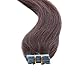 Tape in Hair Extensions Human Hair Dark Brown Seamless Skin Weft Tape in Hair Straight Remy Hair Extensions Tape in 20 PCS Invisible Adhesive 30G Real Hair Extensions Tape on 16 Inch for Women