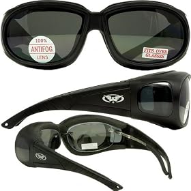 Click here to buy Motorcycle Safety Sunglasses Fits Over Rx Glasses Smoke Meets ANSI Z87.1 Standards For Safety... by Global.