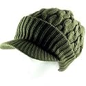 New Chunky Cable Knit Skull Newsboy Cabby Hat Cap Olive Medium Large