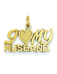14K Gold I Love My Husband Charm Love Pendant Jewelry