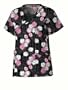 Dickies "W Collection" (Fuller Cut) 100% Cotton Print Y-Neck Scrub Top with Self Piping (XS-5X) in Assorted Colors.