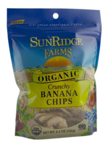 Sunridge Farms Organic Banana Chips, 5.5-Ounce Bags (Pack of 12)