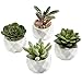 MyGift Mini Artificial Succulent Plants in Geometric Ceramic Planter Pots, Set of 4