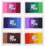 Decora Ink Pads Rainbow SET of 6 DIY Multicolor Craft 24 Colors&pound;&ordm;Pink,Yellow,Purple,Coffee,Green,Blue