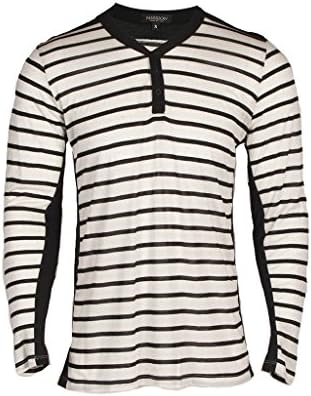Mission Clothing Long Sleeve Slub Striped Henley Black Medium
