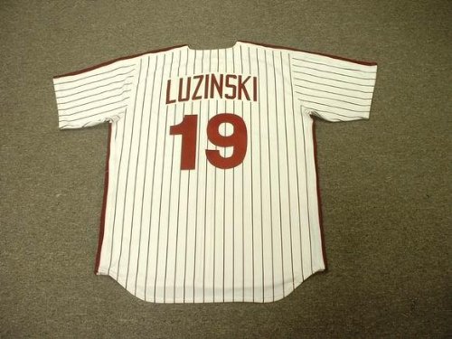 GREG LUZINSKI Philadelphia Phillies 1980 Majestic Cooperstown Throwback Home Baseball Jersey, XL