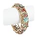 Gold Tone Crystal & Flowers Stretch Bangle Bracelet Fashion Jewelry