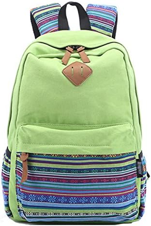 Ladies Casual Vintage School Backpack Canvas tribal patterns canvas school backpacks, Green