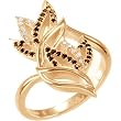18K Yellow Gold Dark Orange and White Diamond Ring