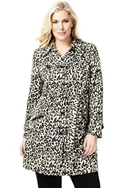 Plus Easycare Shower Resistant Animal Print Belted Mac