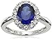Amazon Essentials Sterling Silver Created Blue Sapphire and Created White Sapphire Ring, (previously Amazon Collection)