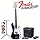 Fender Starcaster Black Precision Bass Electric Bass Pack - Includes: Black Starcaster P Bass, Planet Waves Strap, Bass Cable, Planet Waves/GO-DPS 16-Pick Sampler (PW-SAMPLER), Ultra Bass Stand & 15 Watt Bass Amp