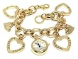 Gold Joy Harmony Hope Faith Heart Charm Chain Watch Jewelry