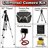 57 Inch Tripod with Carrying Case, Compact Deluxe Video and Camera bag, Uni ....