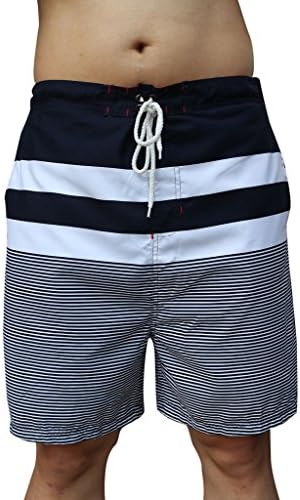 Sport Wings Men's Summer Beachwear Lounge Broad Shorts - Black & White (Size: L)