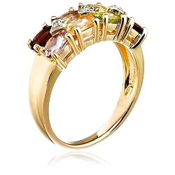 18k Gold Overlay Sterling Silver Multi-Gemstone Ring 18k Gold Overlay Sterling Silver Multi-Gemstone Ring