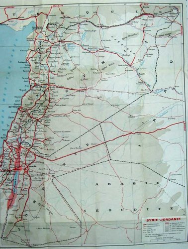 1965 COLOUR MAP MIDDLE EAST JERUSALEM BEYROUTH JORDAN