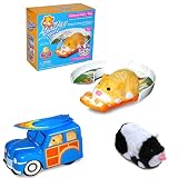 Zhu Zhu Pets Hamster Woody Wagon & Surfboard with Skateboard & U-Turn Plus Winkie Hamster