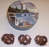 Scott's Cakes 1 lb. Milk Chocolate Covered Pretzel with Chocolate Chips & Peanut Butter Chips in a Lighthouse Tin