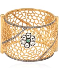 Sterling Silver Gold Plated Green Onyx Gemstone Womens Bangle Bracelet Jewelry