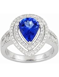 14K White Gold Tanzanite and Diamond Ring -- LIFETIME WARRANTY