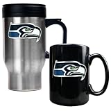 Seattle Seahawks NFL Travel Mug & Ceramic Mug Set - Primary logo