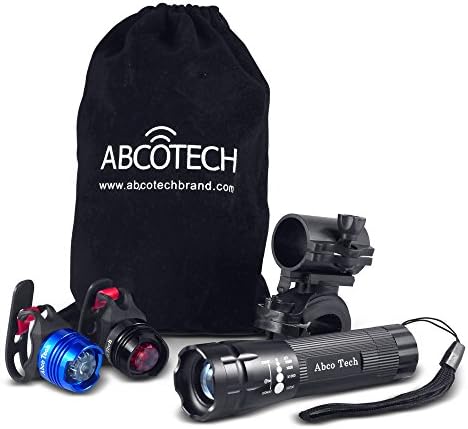 Abco Tech LED Bike Light - Exquisite Design - Headlight and Tail Light Set - Multipurpose High Intensity Triple Mode Front and Tail Waterproof Bike Light - Adjustable Focus Zoom Light - No Tools Needed - Quick Release Mount - Great for Street Mountain and Children's Bicycles - 100% Lifetime Guarantee
