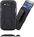 Stalion® Secure Holster & Belt Clip Combo for Samsung Galaxy S3 (Black)[Lifetime Warranty] Locking Belt Swivel + Kickstand + Shockproof