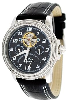Adee Kaye #AK8023-M1 Men's Retrograde Open Heart Skeleton Display Self Winding Automatic Watch