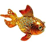 Gold Fish Enameled Bejeweled Trinket Box
