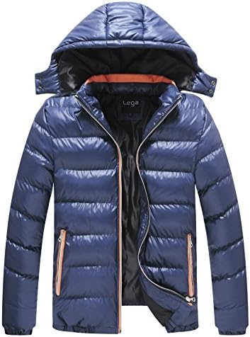 Lega Mens Winter Warm Lightweight Puffer Jacket(Blue, US L)