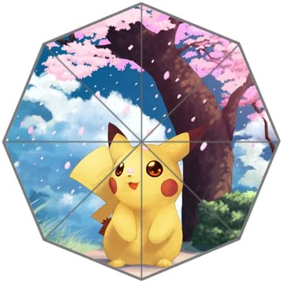 Hot Custom Unique Umbrella Pokemon Pikachu Under the Cherry Blossom Portable Foldable Umbrella
