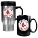 Boston Red Sox MLB Stainless Steel Travel Mug & Black Ceramic Mug Set - Primary Logo
