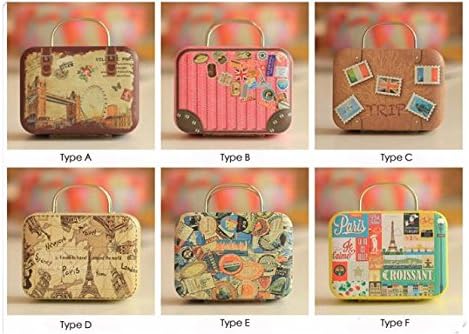 Charming Mini Vintage Suitcase Luggage Tin Box - Retro &amp; Nostalgic - TYPE C (See Picture). Also for DIY Arts &amp; Craft Minature Scene.