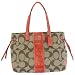 Coach Chelsea Signature Stripe Charlie Handbag Tote Khaki Coral