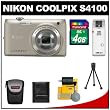 Nikon Coolpix S4100 14.0 MP Digital Camera (Silver) with 4GB Card + Case + Cleaning & Accessory Kit Nikon Coolpix S4100 14.0 MP Digital Camera (Silver) with 4GB Card + Case + Cleaning & Accessory Kit