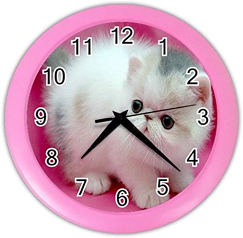 Persian Cat Wallpaper Wall Clock (Pink)