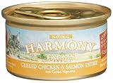 HARMONY FARMS Grilled Chicken & Salmon Entr���e with Garden Vegetables For Cats, 3-Ounce Tins (Pack of 24)