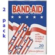 Band Aid With Stars & Stripes Design 20 Sterile Assorted Sizes, (Pack of 2)