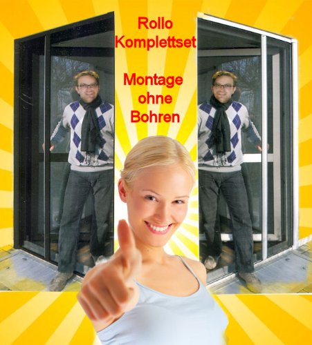 Alu Klemm- Insektenschutzrollo für Tür weiß 125x220 cm (beliebig kürzbar)