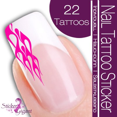 Nail Tattoo Sticker Flammen - pink Preisvergleich