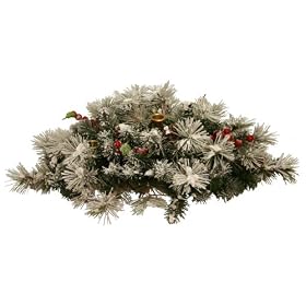 Good Tidings 4245978 Tiger Pine Christmas Centerpiece 24 Inches in Diameter with Pine Cones, Red Berries and Flocking