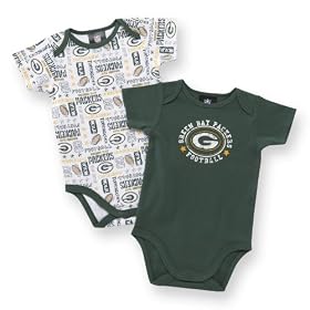 Gerber Two Pack Short Sleeve Packers Bodysuit, Boys